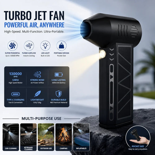 Mini Jet Fan Blower rechargeable portable air duster with LED light