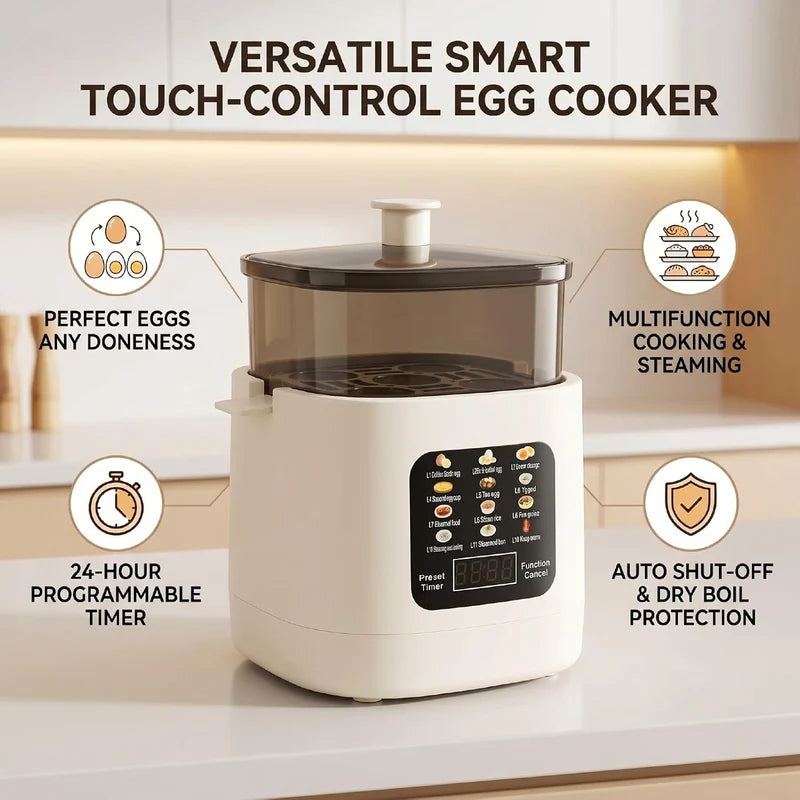 NAIECO Electric Egg Cooker – 6 Egg Digital Cooker & Steamer