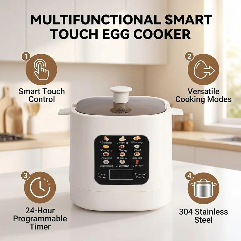 NAIECO Electric Egg Cooker – 6 Egg Digital Cooker & Steamer