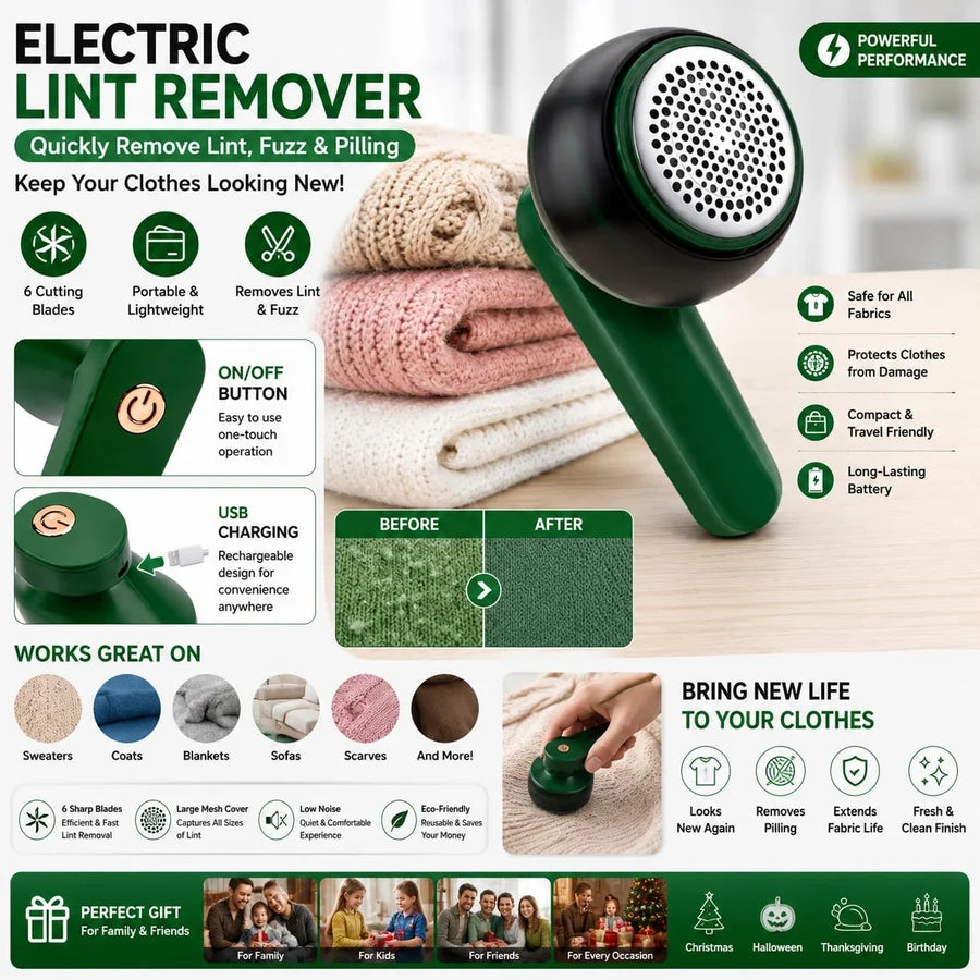 Rechargeable Lint Remover – Fabric Shaver & Clothes Depiller